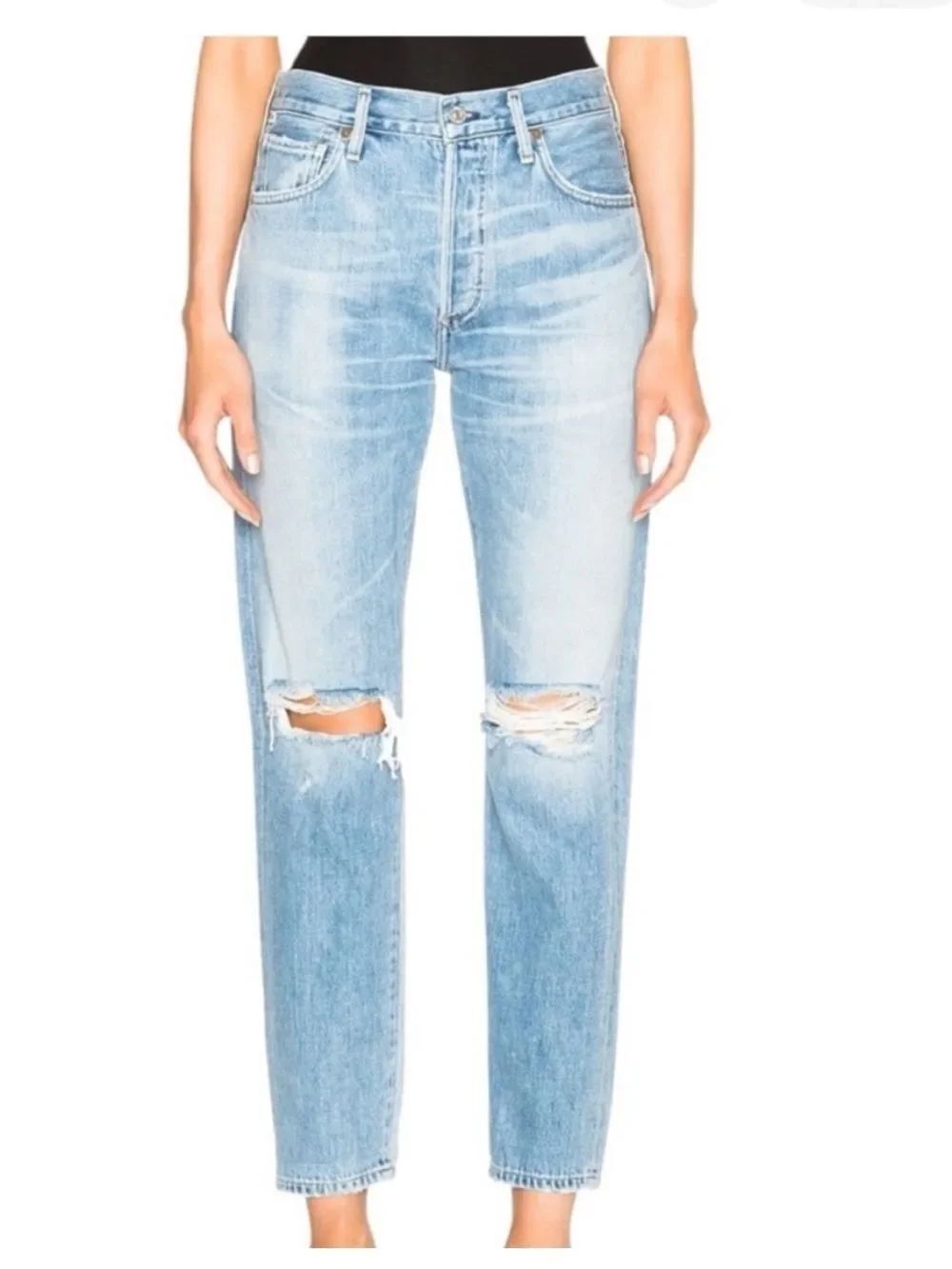 Citizens of humanity Liya high rise Classic  fit crop Blue Distressed Jeans 26